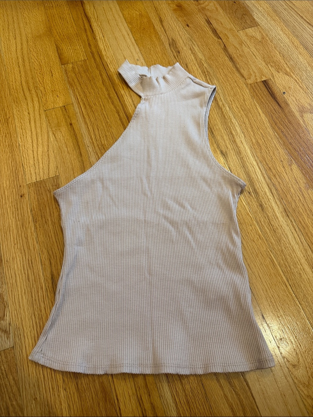 Urban Outfitters Mock Neck Ribbed Tank Top - Light Beige